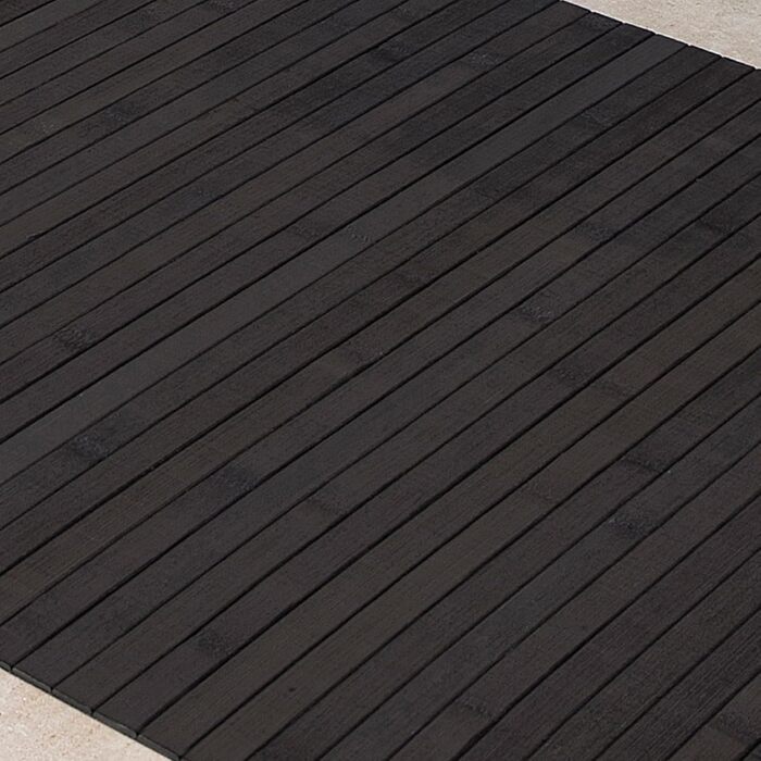 DE-Commerce Bamboo Bath Mat Set - 3 Pack, Non-Slip Bathroom Rugs - Natural Wood Look, Ebony Color