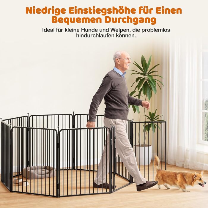 Вольєр для цуценят Yaheetech 16-секційний з замком, захистом для підлоги та металевим дротом 8 мм, 80 см, для квартири та саду