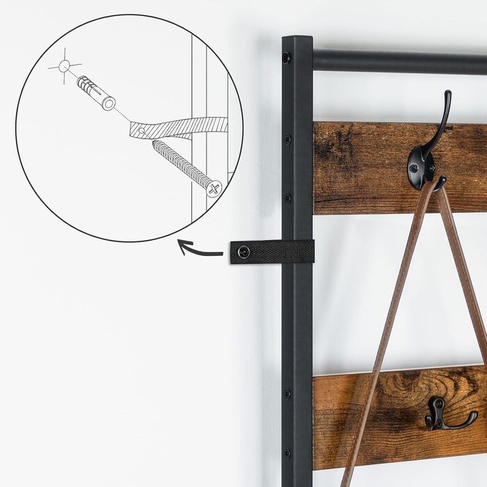 HOOBRO Coat Rack, Shoe Rack with Coat Rack, Clothes Rack with Shoe Storage, Shoe Cabinet with 5 Tiers, for Entryway, Dark Brown EBF80MT01G2