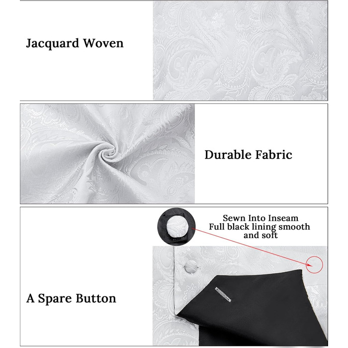 Костюмний комплект для чоловіків DiBanGu: 7-елементний набір, краватка, кравецькі шпильки, реверс-голка, підходить для ділових зустрічей (M, білий/ошатний сад)