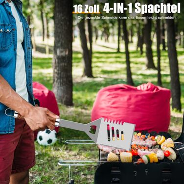 Grilliance 26-Piece Stainless Steel Grill Accessory Set - High-Quality BBQ Grill Utensil Case - Perfect Grill Tool Set for Men - Gift with Portable Storage Case and Meat Thermometer - Brown