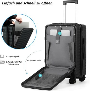 Валіза ручної поклажі TANTOMI з відділенням для ноутбука, 50 см, жорсткий корпус ABS, 4 колеса, TSA-замок (Світло-темнозелений, 41 л)