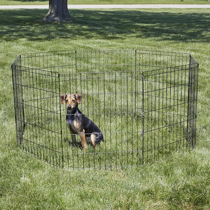 New World Dog Playpen - Freestanding Pen, 61x76cm & 157x157x76cm, Black E-Coating