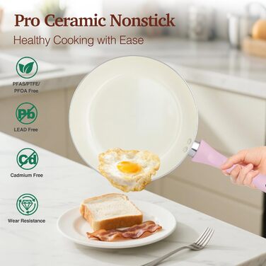 Набір посуду MELENTA 11 предметів з антипригарним покриттям, кераміка, індукційний, з кришкою, PFOA-free, рожевий HC3302-11PG