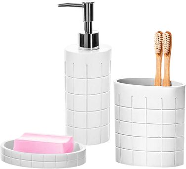 Набір аксесуарів для ванної кімнати, 6 предметів: мильниця, тримач для зубних щіток, стакан, мильниця, тканинна коробочка, сміттєвий бак. Сучасний дизайн