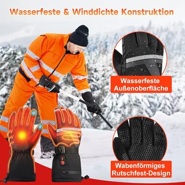 Електричні гріючі рукавички для катання на лижах, велосипеді та мотоциклі з акумулятором 7.4V 6400mAh, 3 режими нагріву, зимові рукавички