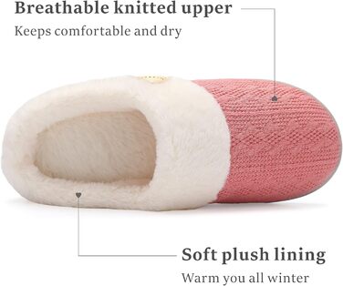 Жіночі халапи Чантомoo з меморі-піною, плюшеві, теплі халапи для дому, Slip-On, антиковзка підошва, 38/39 EU, темно-рожевий