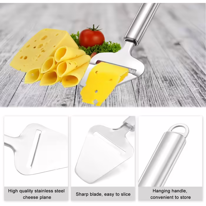 Stainless Steel Cheese Slicer Set and Cheese Slicer for Soft, Semi-Hard, Hard Cheese Kitchen Tool 2-Piece Set