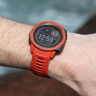 Garmin Instinct - водонепроникні GPS-годинники зі спортивними та фітнес-функціями. Вимірювання частоти серцевих скорочень на зап'ясті, фітнес-трекер та сповіщення зі смартфона. Багато моделей на вибір (Instinct Solar, Red)