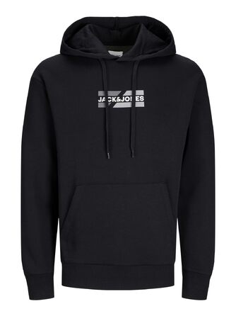 Чоловічий худі з капюшоном JACK & JONES з логотипом, чорний, розмір M
