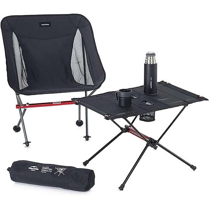 Складний стіл Naturehike Ultraleight - компактний, портативний для кемпінгу, туризму та саду, чорний