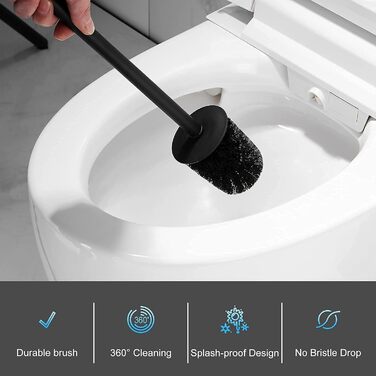 Тримач для унітазної щітки BGL, нержавіюча сталь, кольоровий, круглий, підлоговий, з щіткою, для ванної кімнати (Чорний)