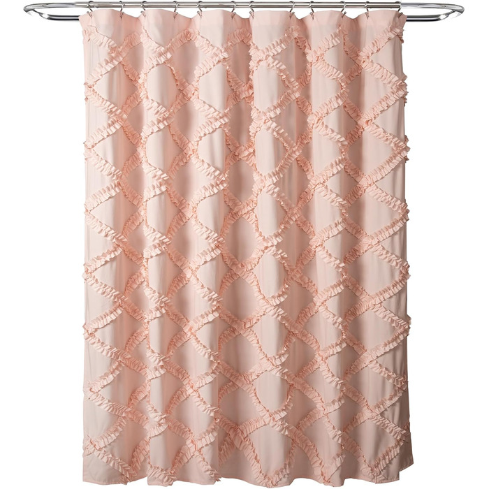 Штора для душу Lush Decor, Шарму в стилі шабі-шик, дизайн у сільському стилі, 182.9 x 182.9 см, Слонова кістка/Світло-жовтий (Blush)