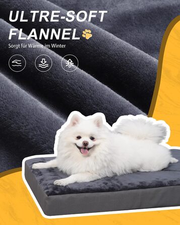 Favodormir Orthopedic Dog Bed, Dog Cushion for Large Dogs XXL, with Washable Removable Cover, Outdoor Dog Mat, Dog Basket, Dog Mattress for Large Dogs, 119x73x9cm (L 58 x W 43 x H 7 cm, Dark Grey)