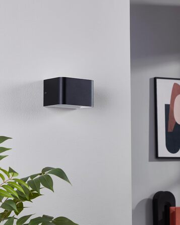 EGLO LED Wall Lamp Sania 5, 1-Light Wall Lamp Modern, Minimalist, Metal Wall Lighting in White, Satin Plastic, LED Bathroom Lamp Warm White, IP44 (13 cm, Black)
