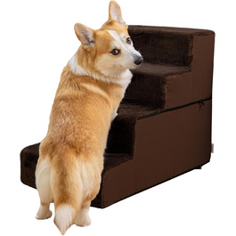 Сходинки для собак на ліжко та диван - 4 сходинки, 58 см - з піносподуху, для маленьких собак, безпечні та стабільні, знімний та пральний чохол, світло-сірий (4-Brown)