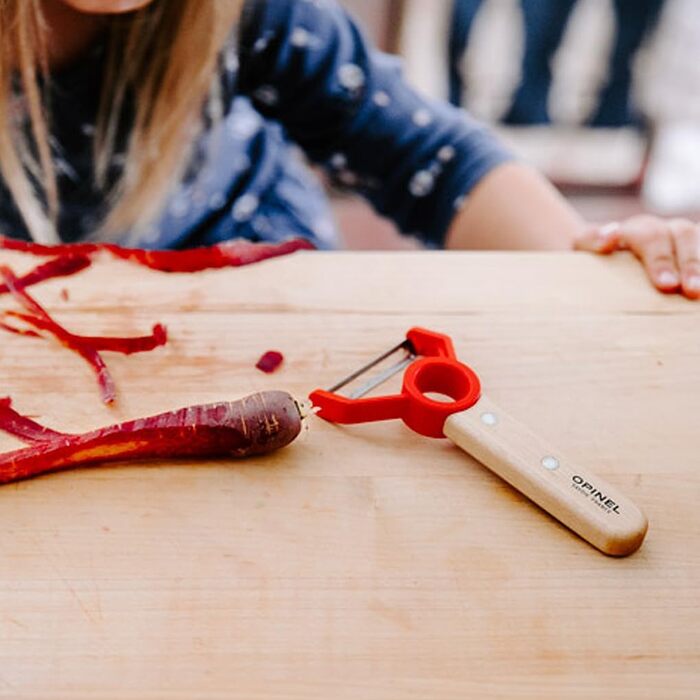 Ніж Opinel Le Petit Chef для дітей, овочечистка, нержавіюча сталь, бук, червоний