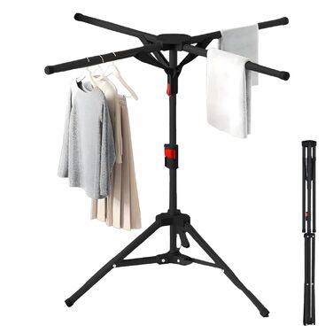 Сушарка для білизни Standtrockner Hoch Klappbar - розкладна сушарка для білизни з 4 крилами для балкона, в приміщенні та на вулиці (білий/чорний)