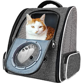 Рюкзак-переноска для котів та собак PENCCOR, розширюваний, сірий. Зручний рюкзак-транспортер для подорожей з домашніми тваринами. Дихаючий рюкзак для великих котів та маленьких собак.