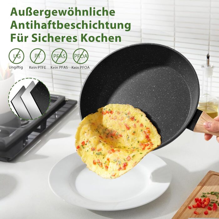 Набір каструль та сковорідок GMISUN 11 предметів з нержавіючої сталі, індукційне дно, для всіх типів плит, без PFOA/PFOS, чорний