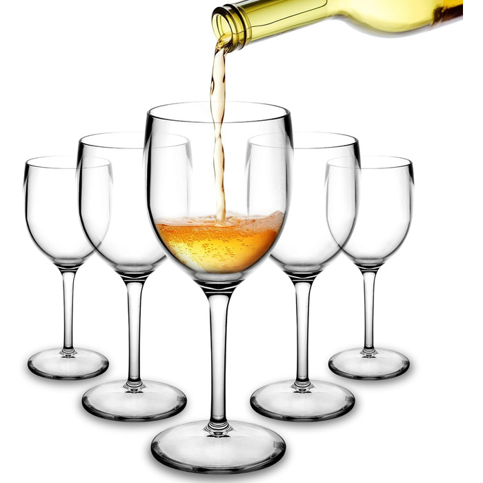 Premium Unbreakable Red Wine Glasses - Reusable Plastic, 25cl, 6-Pack