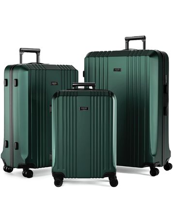 Набір валіз FERGÉ 3 шт. з жорстким корпусом, TSA-замком, Канни. Валіза-тролей, набір (Ручна поклажа, L, XL). 3 шт. валізи з жорсткого корпусу, роликові валізи, 4 м'яких роликів - дуже міцний валіза з полікарбонату. Колір: смарагдовий