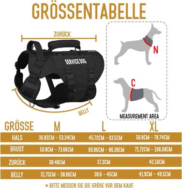 Тактичне облягання для собак, підтримуюче облягання для середніх та великих собак, Air Mesh регульоване облягання для службових собак з металевою застібкою 39g для навчання, прогулянок, чорний, розмір M (обхват шиї: 36-53 см, обхват грудей: 50-74 см)