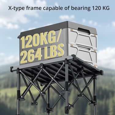 Складний кемпінговий стіл Anbte алюмінієвий 67x58 см, регульована висота (44/70 см), вантажопідйомність до 150 кг, з сумкою для зберігання - для пікніка, саду, балкону