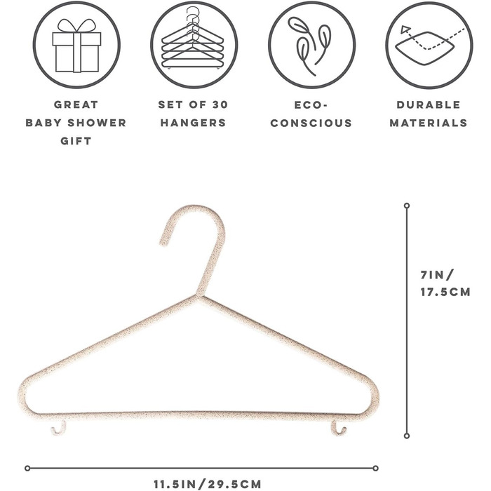 3 Sprouts - Навісні вішалки для дитячого одягу - 30 шт. (кремовий)