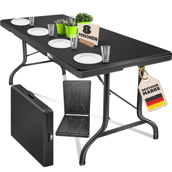 Складний стіл KESSER Buffettisch 183x76 см для кемпінгу, саду, тераси, балкону. Анодований алюміній, 6 осіб, з чохлом та ручкою для транспортування, антрацит