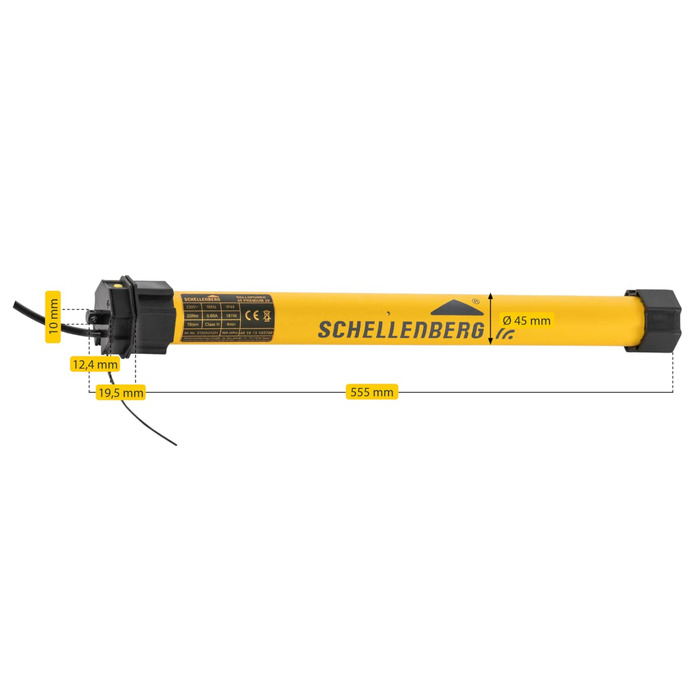 Schellenberg 20615 Roller Shutter Motor MAXI, 15 Nm, mechanical end stop adjustment, tube motor for 60 mm shaft, up to 6.2 m² shutter area, set including wall bracket (20 Nm / max. 8.5 m², Premium)