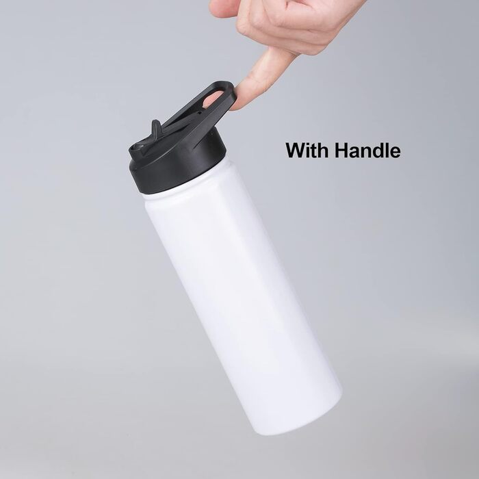 6 Sublimation Water Bottle Blanks, 680 ml, Customizable, Reusable Water Bottles, Bulk with Handle and Straw Lid, Leak-Proof and Lightweight for Sports, DIY Gift, White