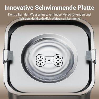 Миска для собак DownyPaws 3L з нержавіючої сталі, анти-розбризкування, чорна, для дому та вулиці