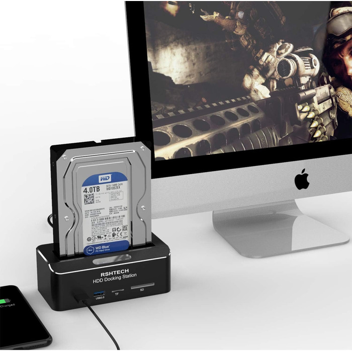 Док-станція для жорстких дисків RSHTECH з двома відсіками, USB 3.0, алюміній, підтримка 2.5/3.5