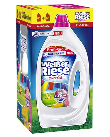 Гель для прання кольорової білизни Weißer Riese Color Gel, 130 прань, ефективний проти плям, для прання від 20°C