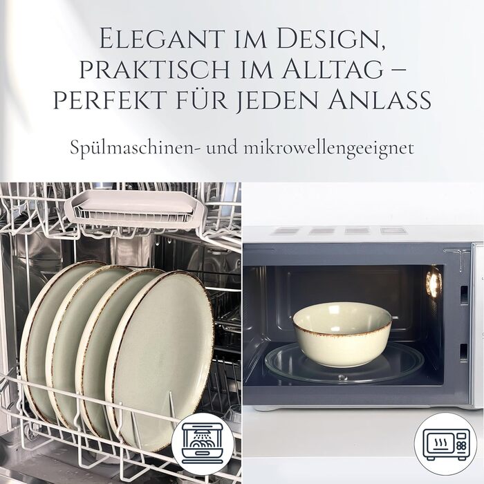 Набір посуду Steingut Rustic 24 шт. для 6 осіб: м'ятно-зелений сервіз Pure Living (м'ятний колір, сільський стиль)