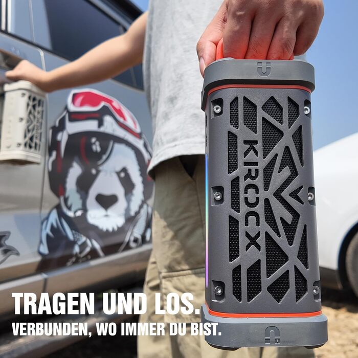 Bluetooth колонка TRAVOR 45W, алюмінієвий корпус, IP68 водонепроникна, портативна, для саду, кемпінгу, будинку, стерео-з'єднання, 25 год роботи, сірий