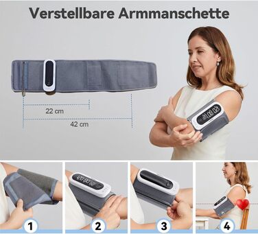 Тонометр на плечі CheckMe BP2A Nexus з великим дисплеєм, середнє значення за 3 вимірювання, бездротова манжета (22-42 см), додаток для iOS/Android, легке читання та професійна точність