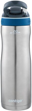 Contigo Ashland Chill Autospout Stainless Steel Water Bottle with Straw, Leak-Proof, Insulated Bottle for Sports, Biking, Hiking, 590 ml, Monaco
