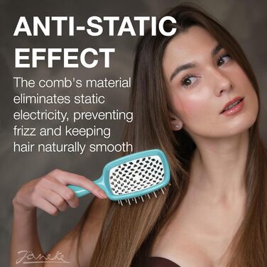 Щітка Janeke Superbrush для розчісування волосся: для м'якого, гладкого волосся з антистатичними щетинками. Підходить для кучерявого, густого, хвилястого, тонкого волосся (Tiffany).