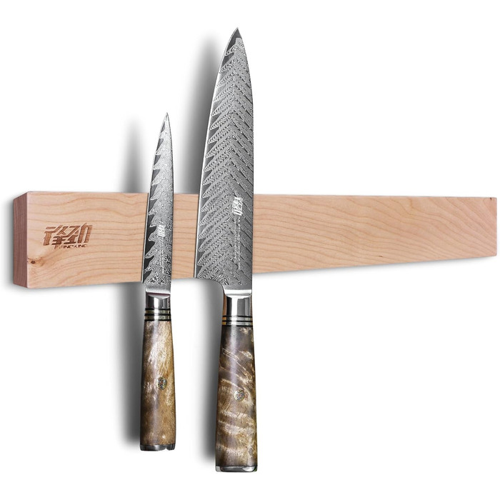 FINDKING Magnetic Knife Strips, Magnetic Utensil Holder for Wall, Refrigerator, Wood Shelf for Kitchen Knives, No Drilling (Beige, 18 inches, Without Knives)