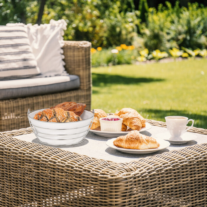 Relaxdays Round Bread Basket, Metal with Fabric Insert