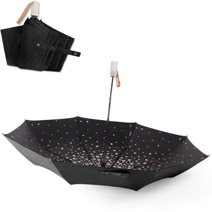 Сонцезахисний складаний парасоль від Voy Lady – Рожевий з квітковим принтом (96 см)