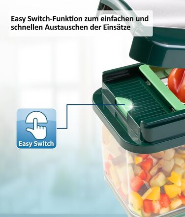 Набір для нарізки овочів Genius Nicer Dicer Exclusive 15 елементів: кубики, томати, тертка, слайсер, контейнер 2500 мл, зелений