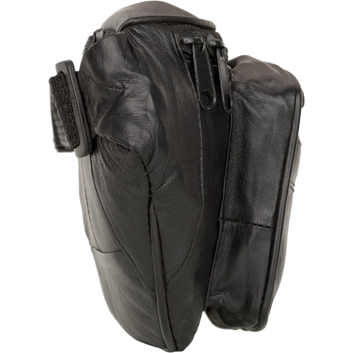 Liberty Leather Belt Bag made from Nappa leather with multiple pockets for outdoor use, travel, adjustable hip belt, fanny pack for hiking, cycling, running, fashion, Medium, (Black, 220)