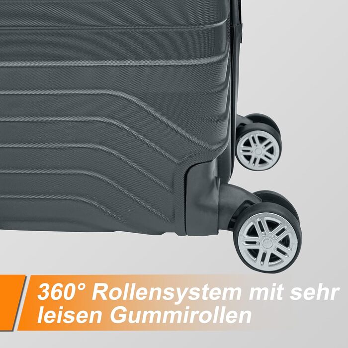 Чемодан Ribelli Handgepäck, 70 л, середній, з жорстким корпусом, з 4 колесами, з TSA-замком, телескопічна ручка, набір L-XL-XXL (02066-чорний, L (50л))