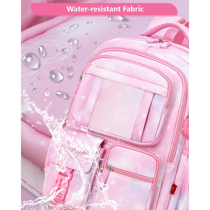 Шкільний рюкзак Tanou для дівчаток 1-4 клас, рожевий, з водонепроникного нейлону, дихаючий