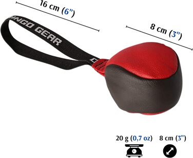 Іграшка для собак Dingo Gear Soft Ball з ручкою з натуральної шкіри для тренування укусу, для цуценят, 8 см, 2 шт.
