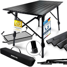 Складаний туристичний стіл Werkfox: регульована висота, 90x51 см, до 30 кг, з сумкою
