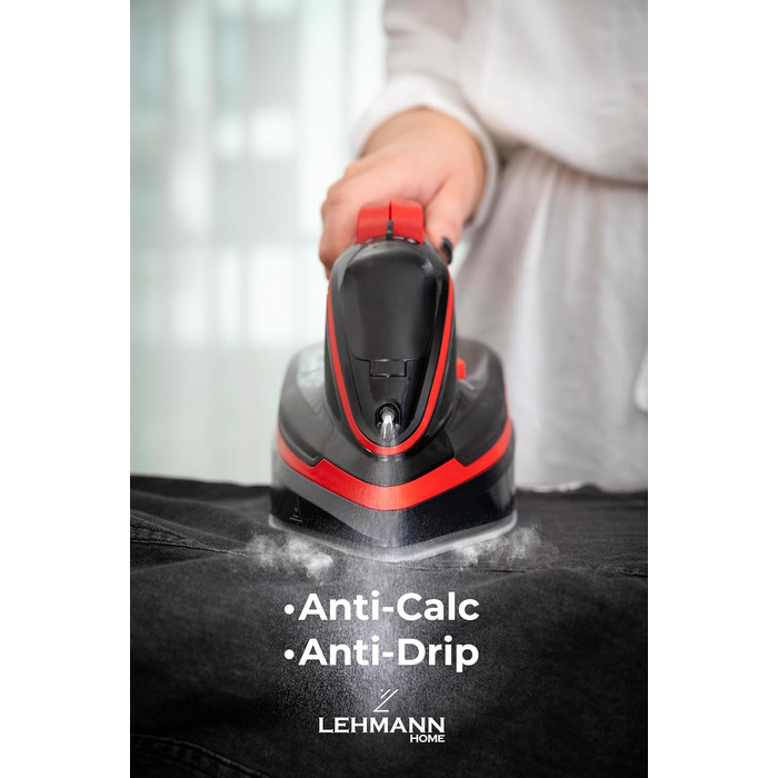 Пароочищувач Lehmann LGOIR-2632 бездротовий з базою | Регулювання температури та подачі пари | Вертикальне прасування, захист від протікання, антиналіт, самоочищення | з резервуаром для води
